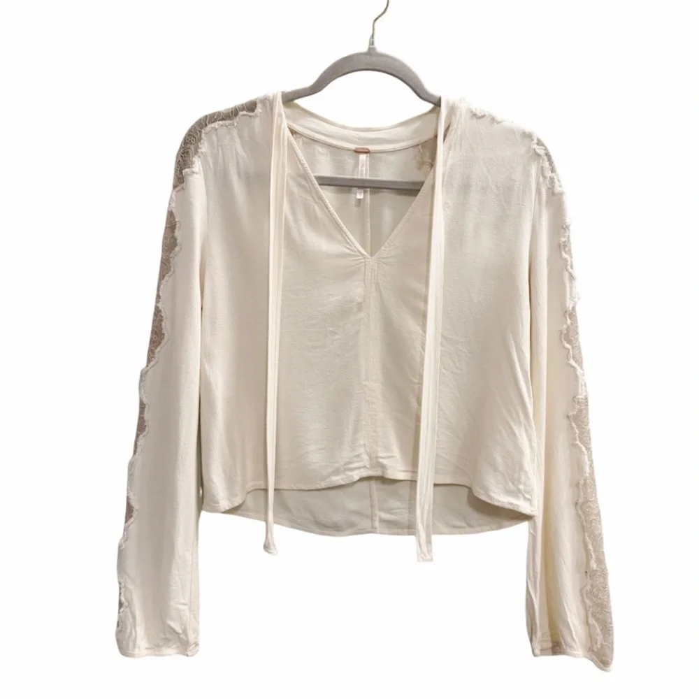 FREE PEOPLE Freya Blouse Ivory Size XS